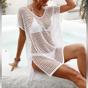 White Mesh Swim Cover-Up